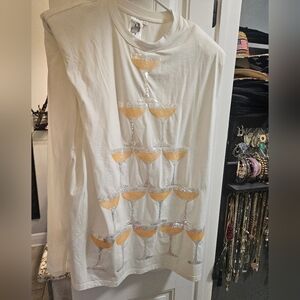 Queen Of Sparkles White Dress with Champagne Glass Design